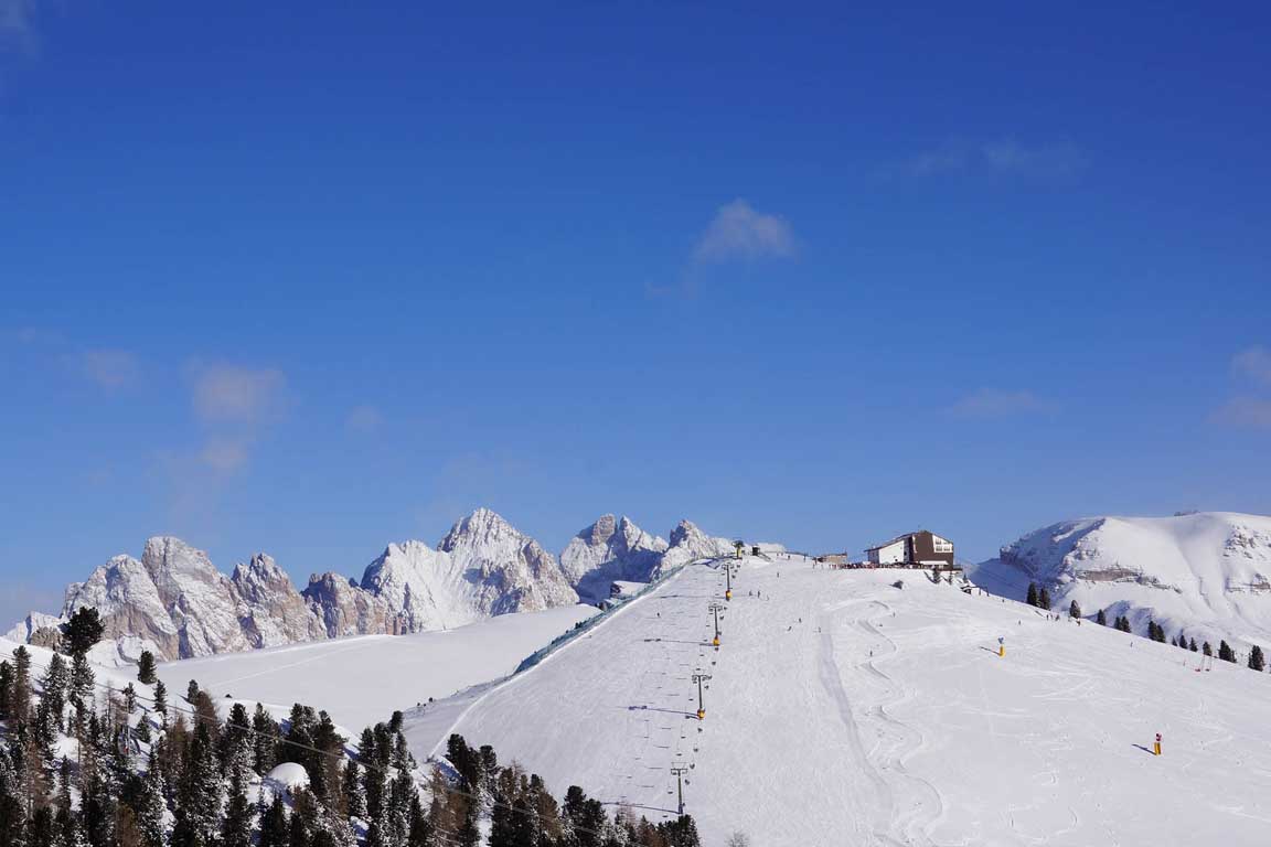 Wintersport - Skigebied Piz Sella in de winter