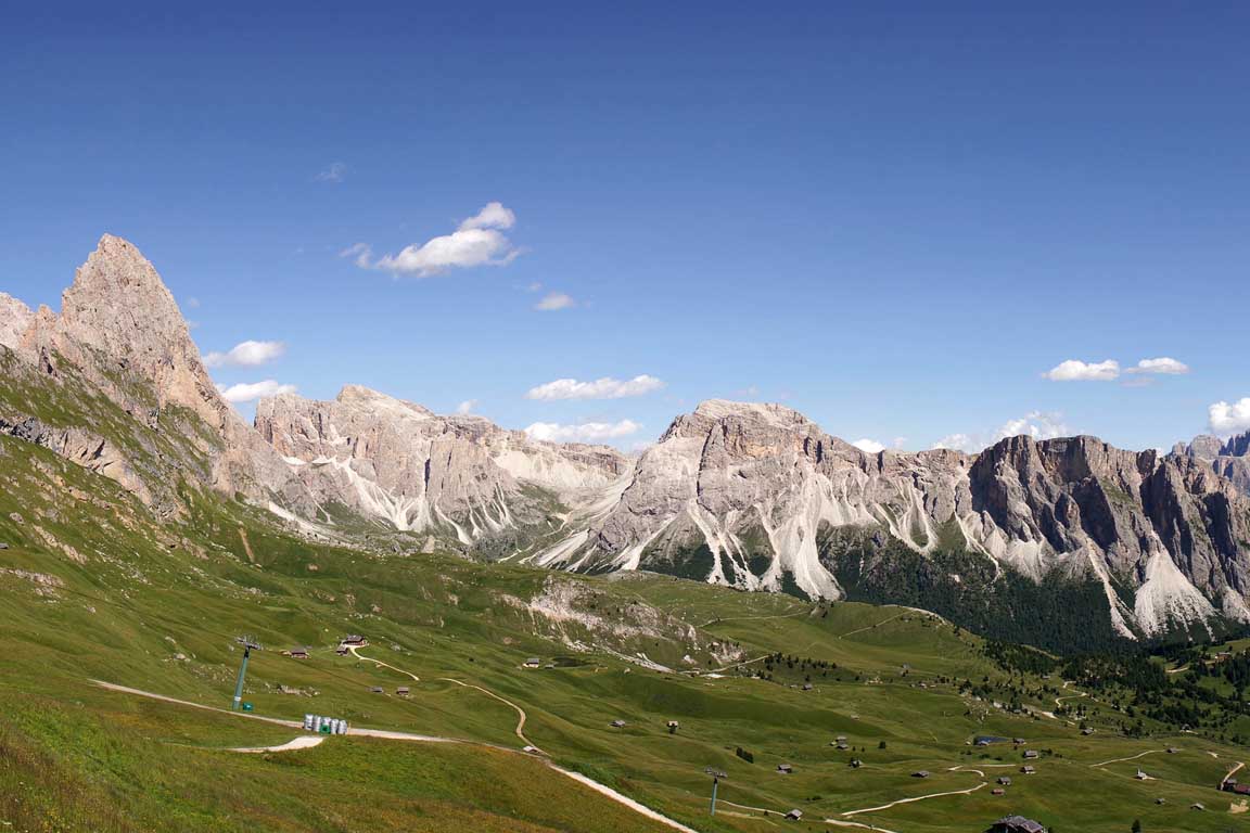 Walking on beautiful paths on Seceda, Odle, Stevia in Val Gardena