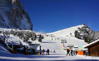 Ski slopes in ski resort Val Gardena Italy